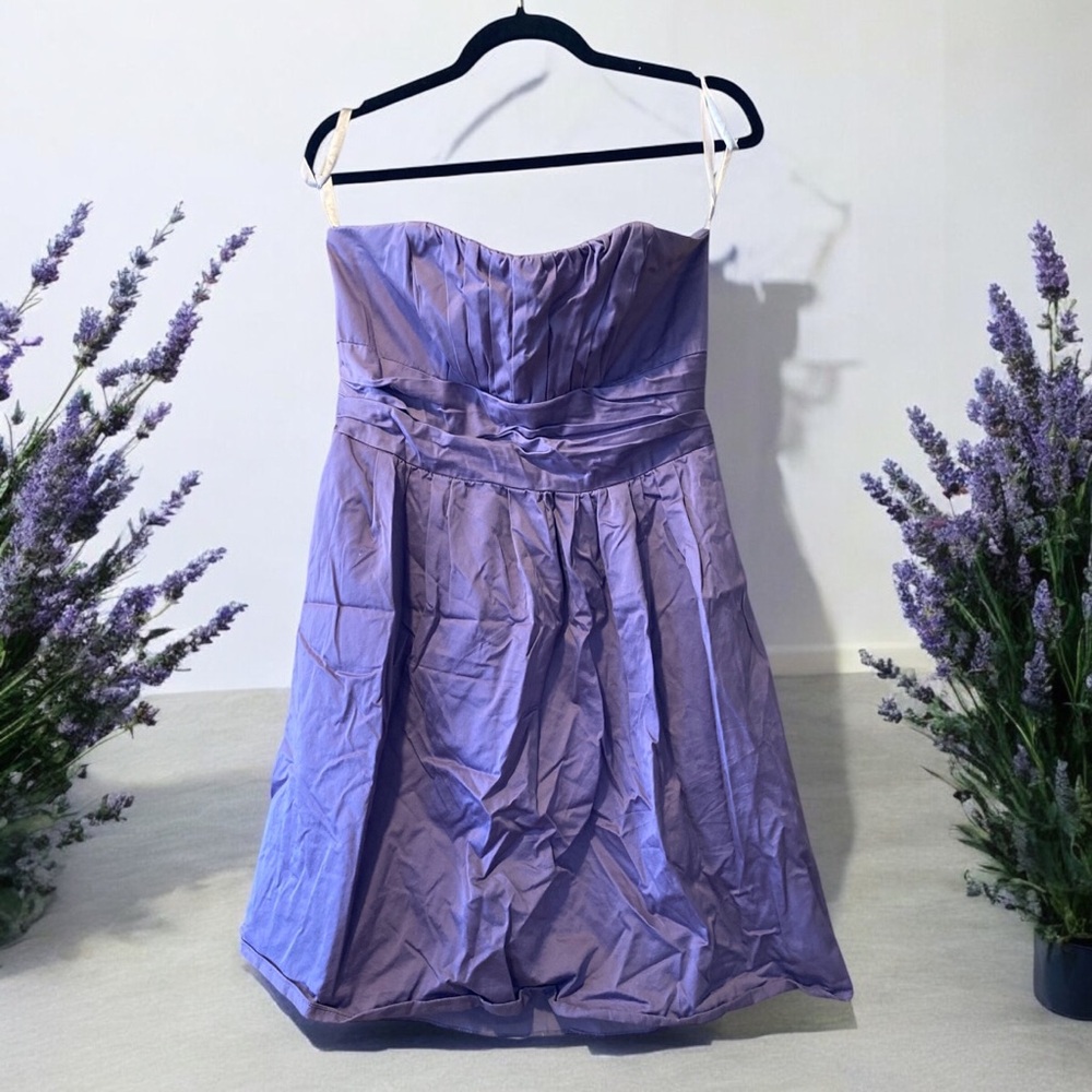David's Bridal Purple Strapless Dress